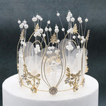 Fata libellula fata torta decorazione corona nuziale cottura ornamenti di compleanno, Crown Cake Decoration