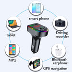 F5 Trasmettitore FM per auto Lettore musicale MP3 vivavoce Bluetooth Atmosfera colorata Luce, F5