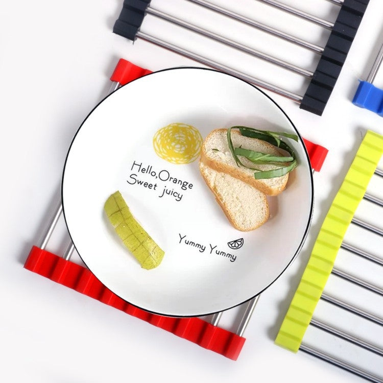 MS-202 3 PCS Home Kitchen Tovaglietta antiscottatura antiscivolo in acciaio inossidabile Tovaglietta pieghevole per isolamento termico, Colore consegna casuale, MS-202 Random Color
