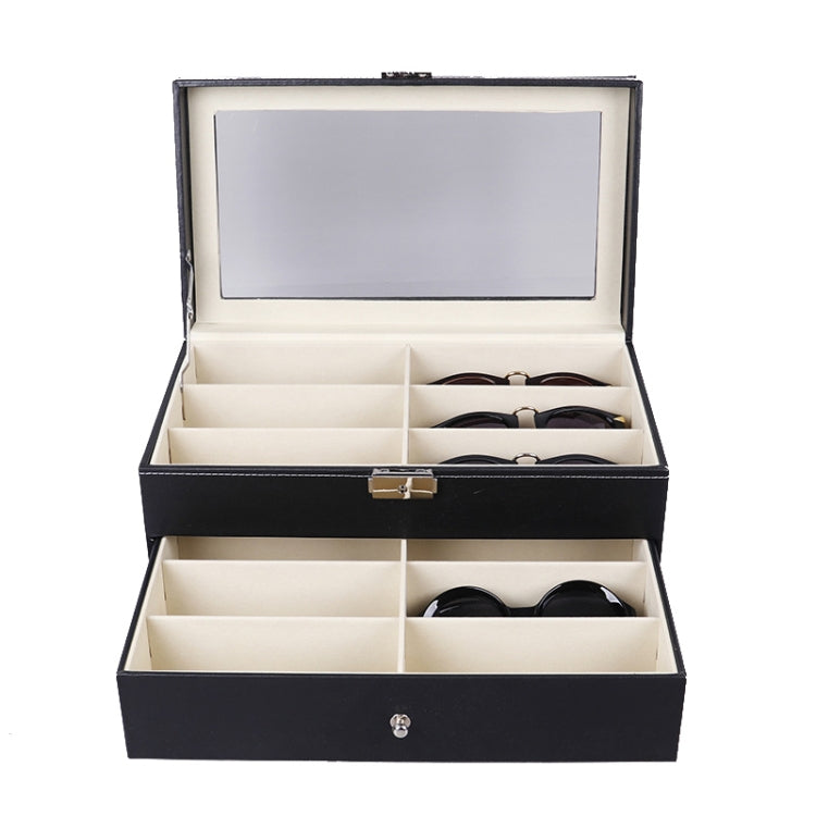 Custodia per occhiali doppio strato in pelle PU 34x20x16 cm