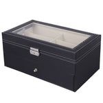 Custodia per occhiali a doppio strato in pelle PU, Size: 33.5x19.5x15.5 cm