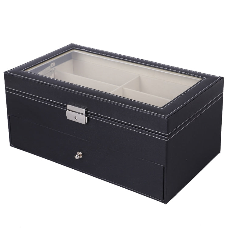 Custodia per occhiali a doppio strato in pelle PU, Size: 33.5x19.5x15.5 cm