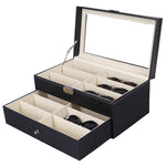 Custodia per occhiali a doppio strato in pelle PU, Size: 33.5x19.5x15.5 cm