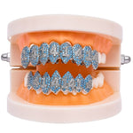 Bretelle Hip Hop Vampiro di Halloween con 8 zirconi, Platinum Suit, Gold Suit, Platinum Upper Teeth, Platinum Lower Teeth, Gold Upper Teeth, Gold Lower Teeth