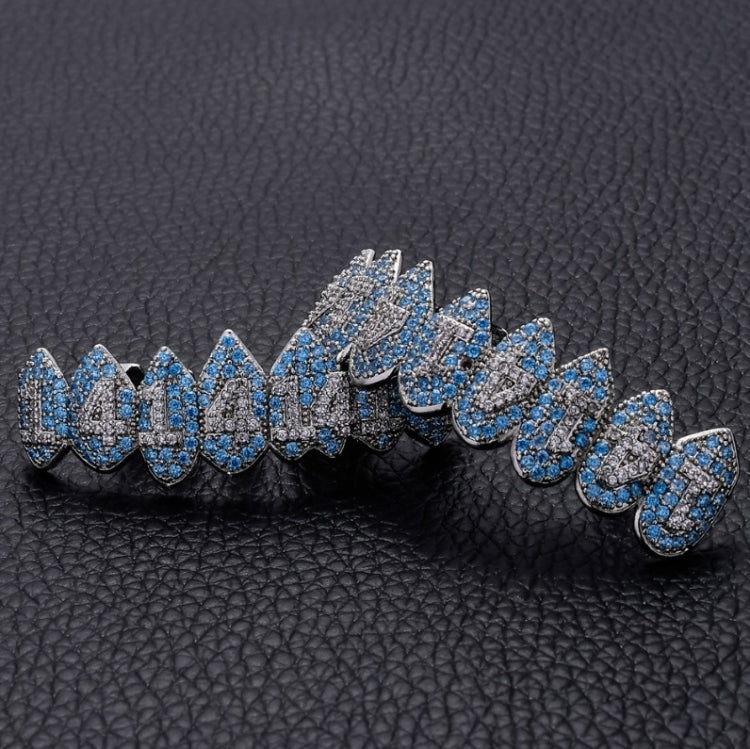 Bretelle Hip Hop Vampiro di Halloween con 8 zirconi, Platinum Suit, Gold Suit, Platinum Upper Teeth, Platinum Lower Teeth, Gold Upper Teeth, Gold Lower Teeth