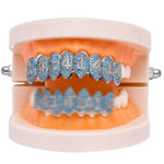 Bretelle Hip Hop Vampiro di Halloween con 8 zirconi, Platinum Suit, Gold Suit, Platinum Upper Teeth, Platinum Lower Teeth, Gold Upper Teeth, Gold Lower Teeth