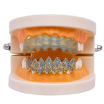 Bretelle Hip Hop Vampiro di Halloween con 8 zirconi, Platinum Suit, Gold Suit, Platinum Upper Teeth, Platinum Lower Teeth, Gold Upper Teeth, Gold Lower Teeth