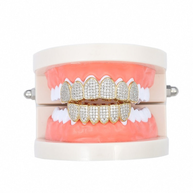 Accessori di Halloween Bretelle hip-hop con zirconi microintarsiati, Gold Suit, Silver Suit, Gold Upper Teeth, Gold Lower Teeth, Silver Upper Teeth, Silver Lower Teeth