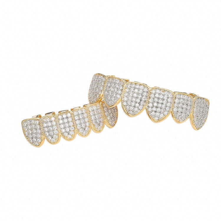 Accessori di Halloween Bretelle hip-hop con zirconi microintarsiati, Gold Suit, Silver Suit, Gold Upper Teeth, Gold Lower Teeth, Silver Upper Teeth, Silver Lower Teeth