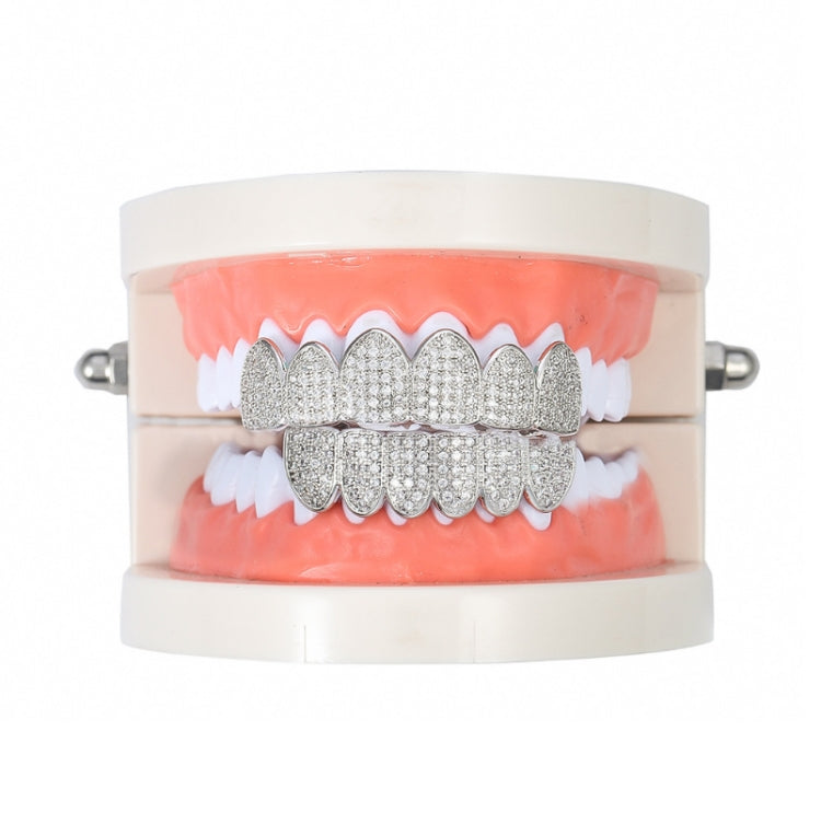 Accessori di Halloween Bretelle hip-hop con zirconi microintarsiati, Gold Suit, Silver Suit, Gold Upper Teeth, Gold Lower Teeth, Silver Upper Teeth, Silver Lower Teeth
