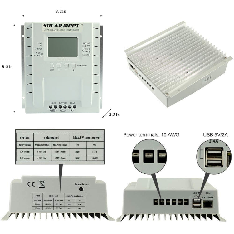 Regolatore di carica solare MPPT 60A 12V/24V