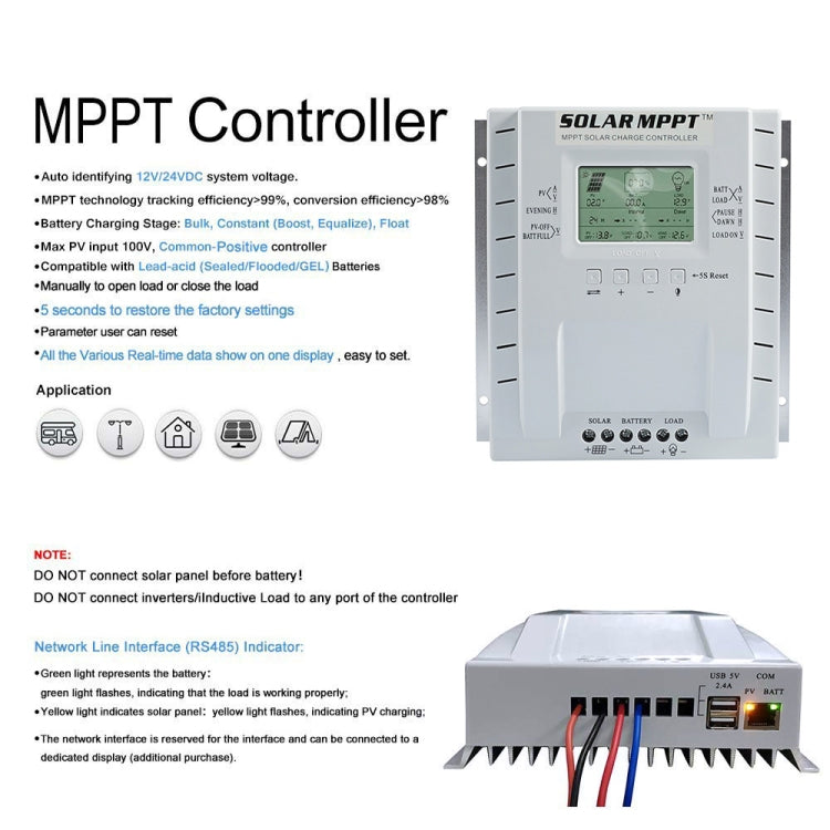 Regolatore di carica solare MPPT 60A 12V/24V
