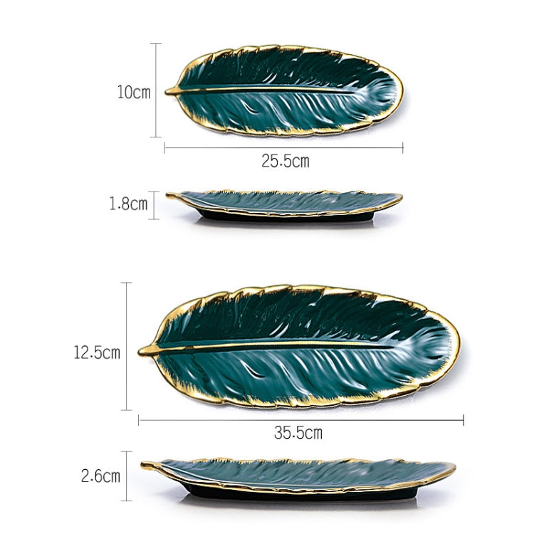 Phnom Penh Piatto da dessert in ceramica Piatto di piume Vassoio portaoggetti per frutta secca con foglie di banana, dimensioni:, Large （Bright Emerald), Small (Bright Emerald), Large (Bright Peach Pink), Small (Bright Peach Pink), Large (Matt Black)  ...