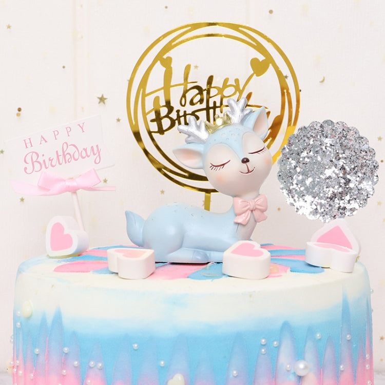 Decorazione per auto Decorazione per cervo Sika del fumetto Decorazione creativa per torta artigianale in resina, Blue, Pink