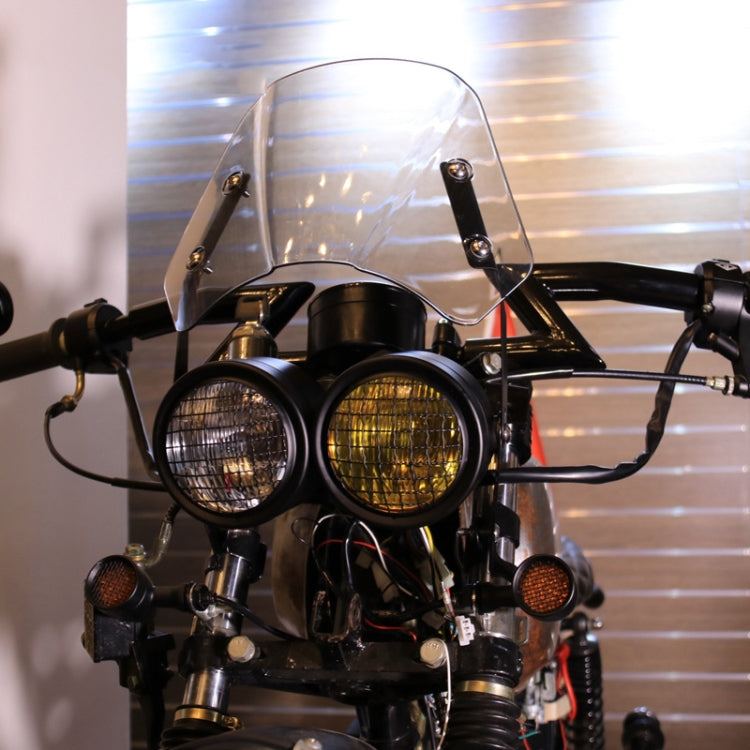 Faro retrò per moto CG125 Faro universale in metallo retrò a doppia lampada, Retro Dual Lamp