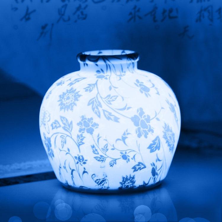 QH-28 Lampada da comodino per camera da letto USB con luce notturna in silicone blu e bianco in porcellana Lampada con sensore Pat