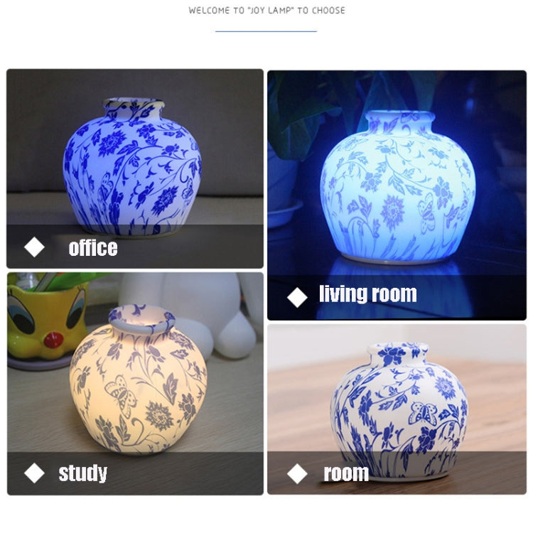QH-28 Lampada da comodino per camera da letto USB con luce notturna in silicone blu e bianco in porcellana Lampada con sensore Pat
