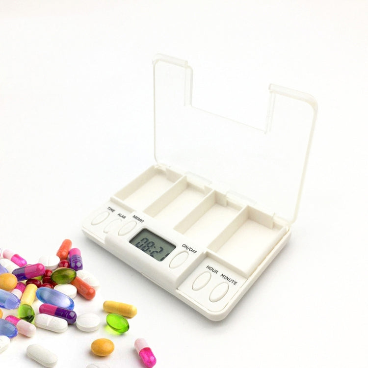 TF200 Scatola portapillole portatile in plastica con promemoria intelligente a 4 celle