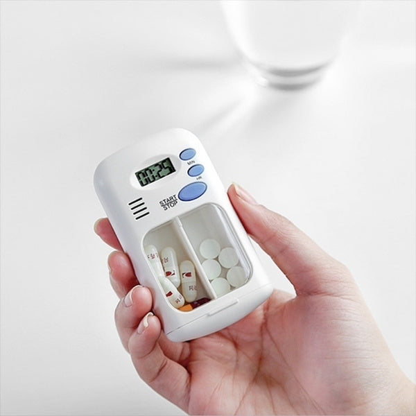 TF-264 Mini scatola portapillole portatile in plastica con promemoria intelligente per la tempistica, TF-264