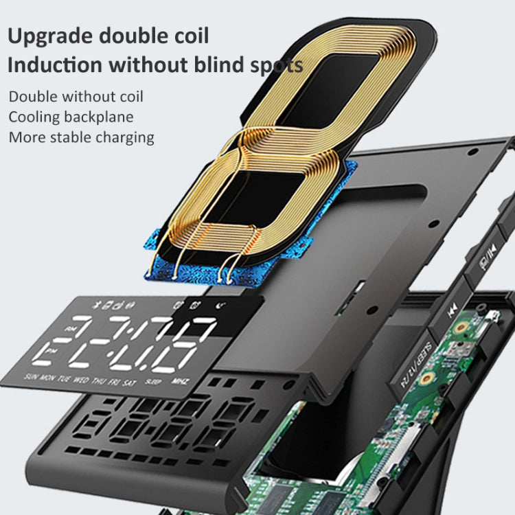 Altoparlante Bluetooth multifunzione con ricarica wireless X7 con sveglia, radio e telecomando, US Plug, UK Plug, EU Plug, AU Plug