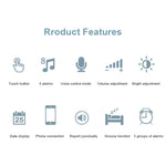 ZKLiLi Lazy Snooze Applet Sveglia da comodino Sveglia digitale silenziosa multifunzionale Bluetooth