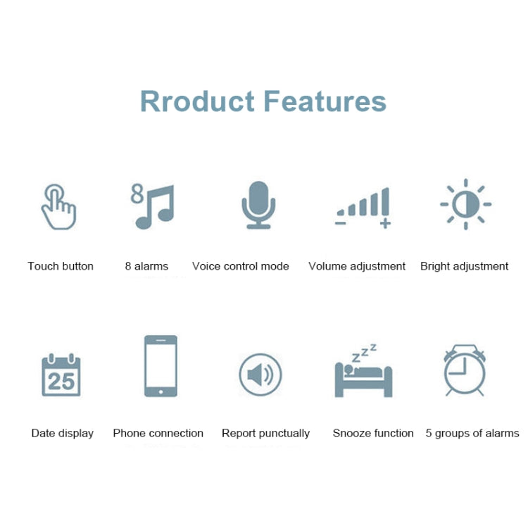 ZKLiLi Lazy Snooze Applet Sveglia da comodino Sveglia digitale silenziosa multifunzionale Bluetooth