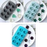 2 stampi creativi per vassoio per ghiaccio in silicone, 8 stampi continui, contenitori per ghiaccio fai da te fatti in casa, stile:, Fruit  (Blue), Fruit  (Vermillion), Round  (Red), Round  (Blue), Brick  (Blue), Brick (Gray), Five-star  (Blue)        ...
