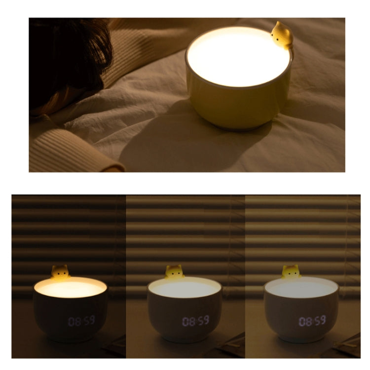 Lampada da comodino per camera da letto per bambini regolabile, ricaricabile, con sveglia per gatti, 2W LED