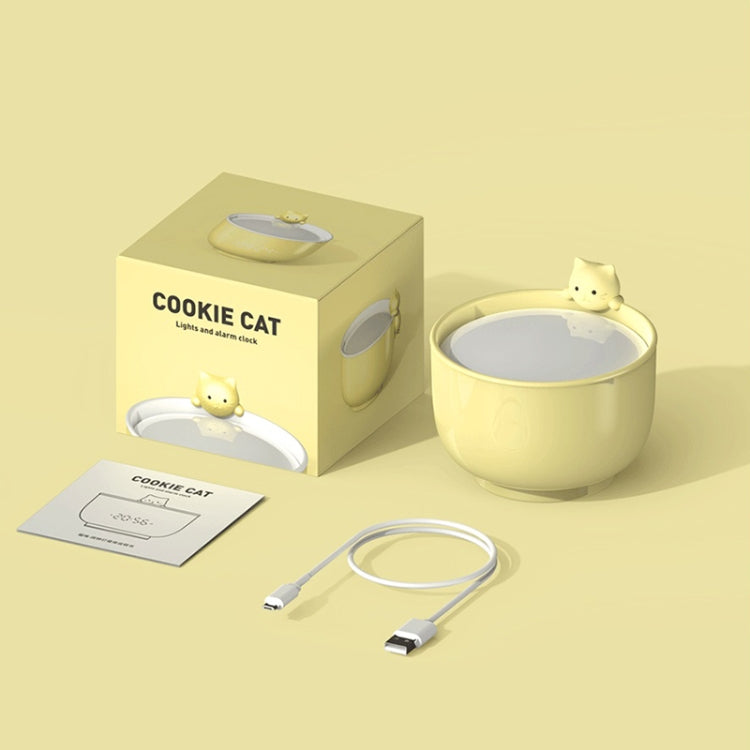 Lampada da comodino per camera da letto per bambini regolabile, ricaricabile, con sveglia per gatti, 2W LED