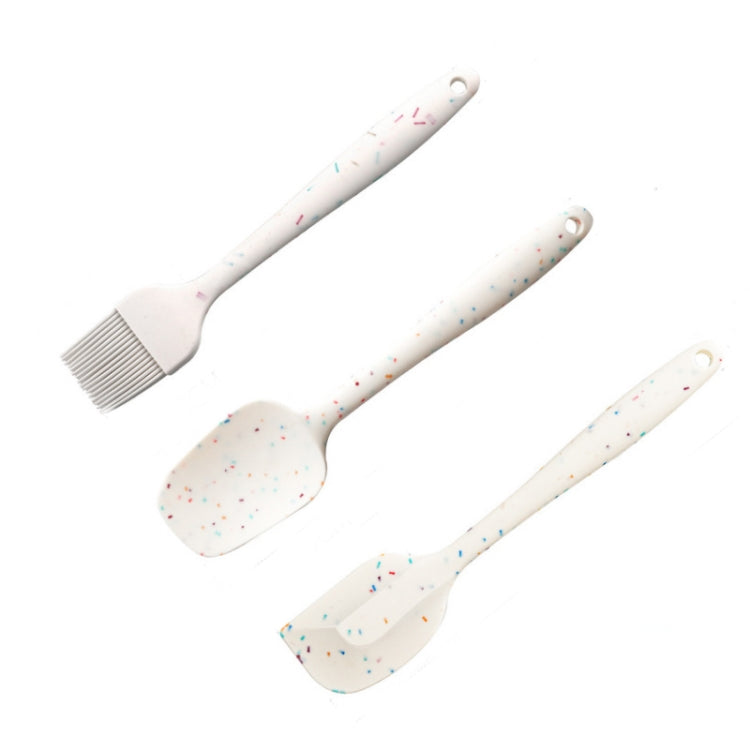 Set di utensili da forno fai-da-te per frittelle da cucina 3 in 1 Set di spazzole per barbecue a grana colorata + spatola per burro + set di spatole, White