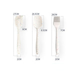 Set di utensili da forno fai-da-te per frittelle da cucina 3 in 1 Set di spazzole per barbecue a grana colorata + spatola per burro + set di spatole, White