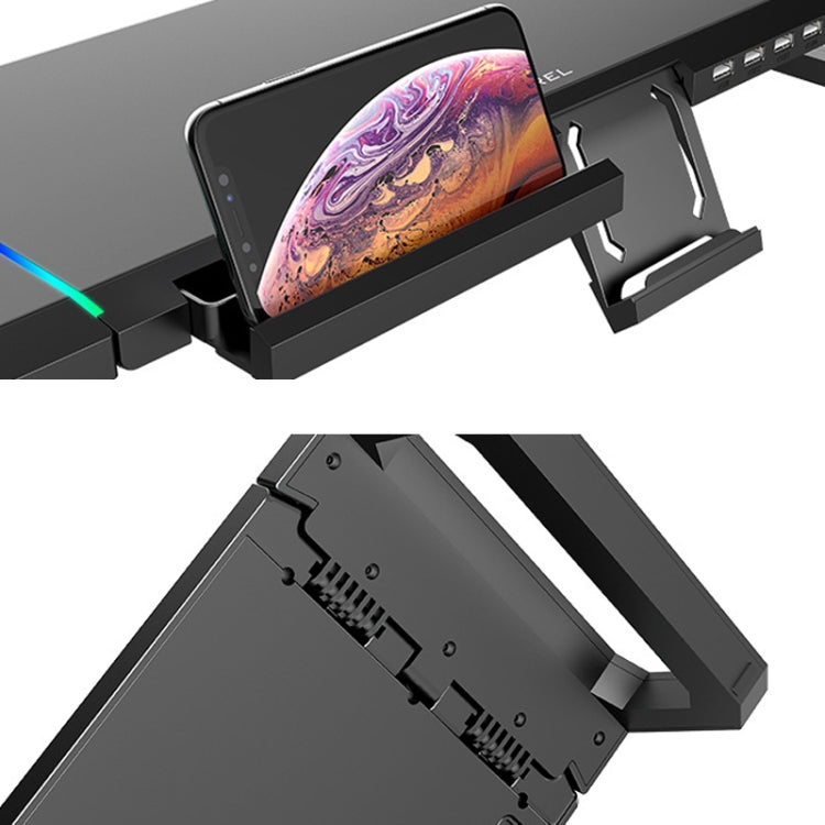 Supporto per laptop pieghevole per rack maggiorato per monitor ICE COOREL T1 con illuminazione RGB e interfaccia di espansione 4xUSB