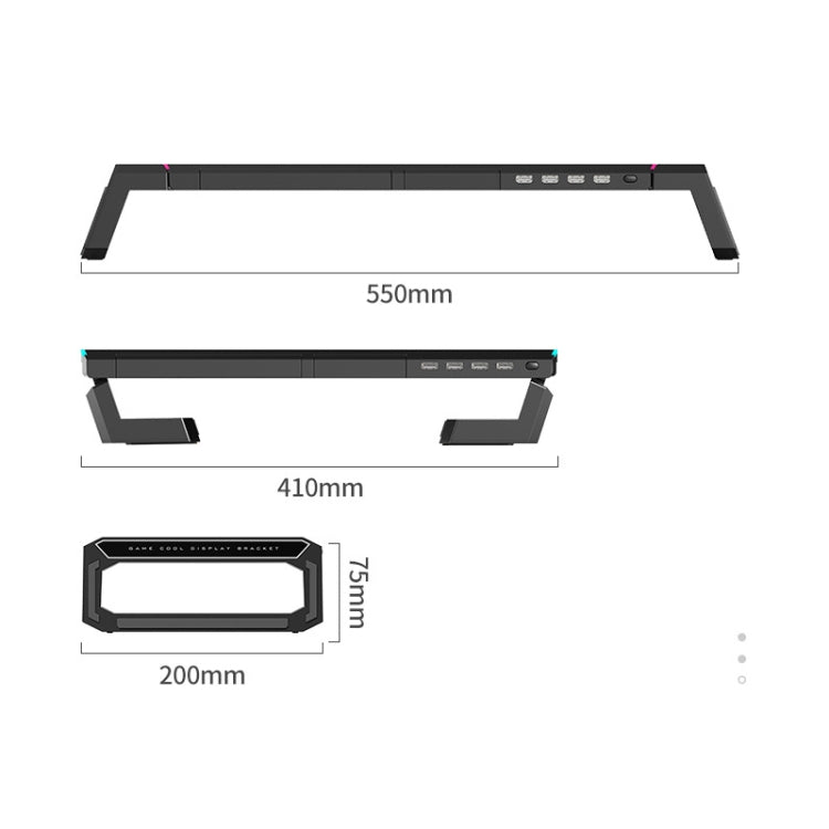 Supporto per laptop pieghevole per rack maggiorato per monitor ICE COOREL T1 con illuminazione RGB e interfaccia di espansione 4xUSB