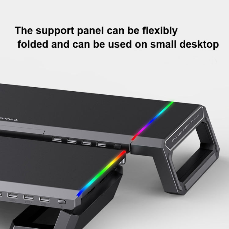 Supporto per laptop pieghevole per rack maggiorato per monitor ICE COOREL T1 con illuminazione RGB e interfaccia di espansione 4xUSB