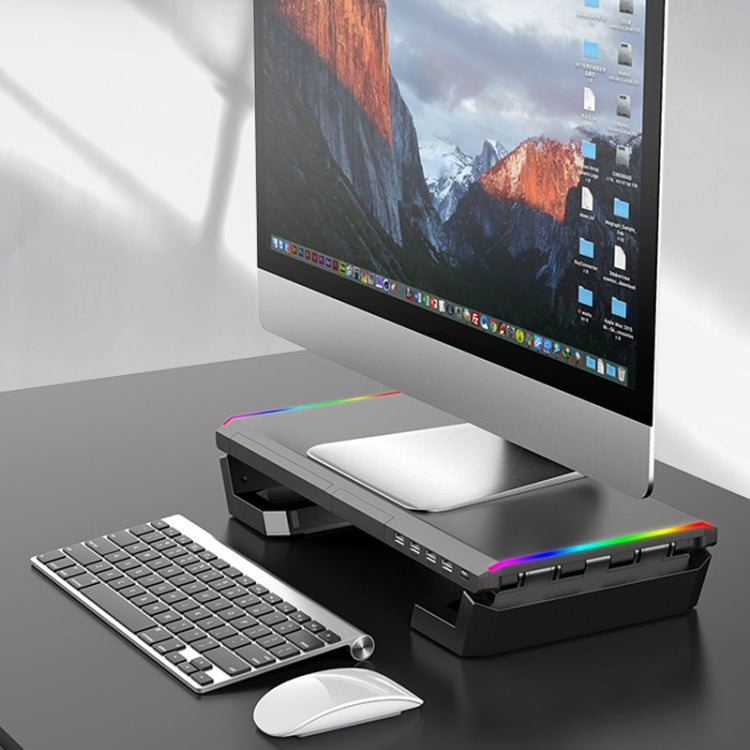 Supporto per laptop pieghevole per rack maggiorato per monitor ICE COOREL T1 con illuminazione RGB e interfaccia di espansione 4xUSB
