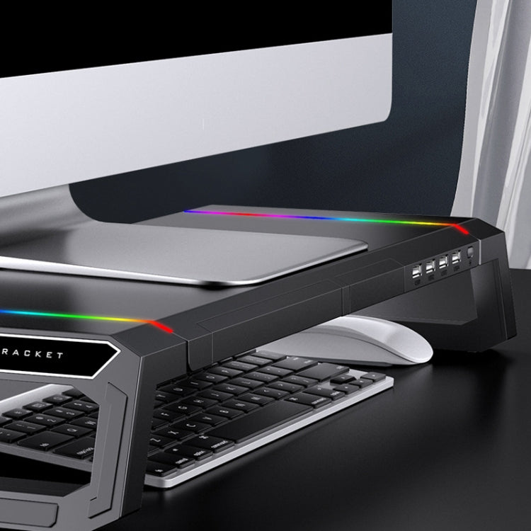 Supporto per laptop pieghevole per rack maggiorato per monitor ICE COOREL T1 con illuminazione RGB e interfaccia di espansione 4xUSB