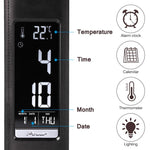 Lampada da scrivania a LED con struttura in pelle dimmerabile a 3 livelli U2 5W con display temperatura/orologio/calendario, Black