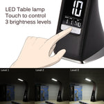 Lampada da scrivania a LED con struttura in pelle dimmerabile a 3 livelli U2 5W con display temperatura/orologio/calendario, Black