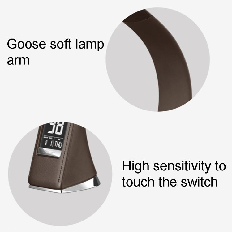 Lampada da scrivania a LED con struttura in pelle dimmerabile a 3 livelli U2 5W con display temperatura/orologio/calendario, Black