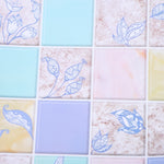 2 adesivi murali per piastrelle antifumo da cucina, carta da parati per stufa, Happy Every Day, Purple Vine, Blossoming Flowers, Blue Ans White Porcelain