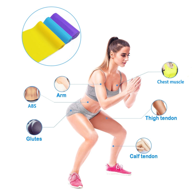 3 in 1 TPE Yoga Stretch Sheet Fitness Elastic Band Resistance Band Strength Training Stretch Band Set, 3 in 1