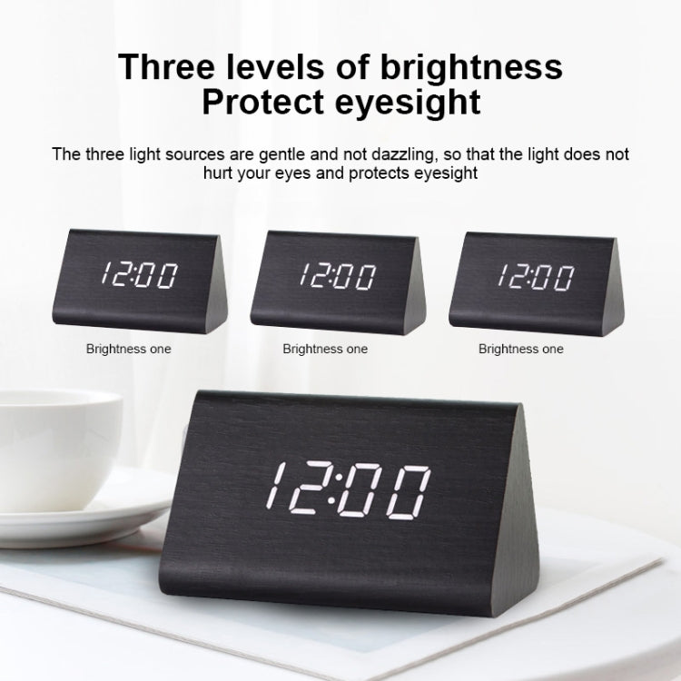 Orologio elettronico luminoso muto Sveglia triangolare con controllo del suono in legno, Brown Wood Red Light, Black Wood Red Light, Black Wood Green Light, Black Wood Blue Light, Black Wood White Light, Wood Color Red Light, Wood Color Green Light    ...