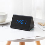 Orologio elettronico luminoso muto Sveglia triangolare con controllo del suono in legno, Brown Wood Red Light, Black Wood Red Light, Black Wood Green Light, Black Wood Blue Light, Black Wood White Light, Wood Color Red Light, Wood Color Green Light    ...