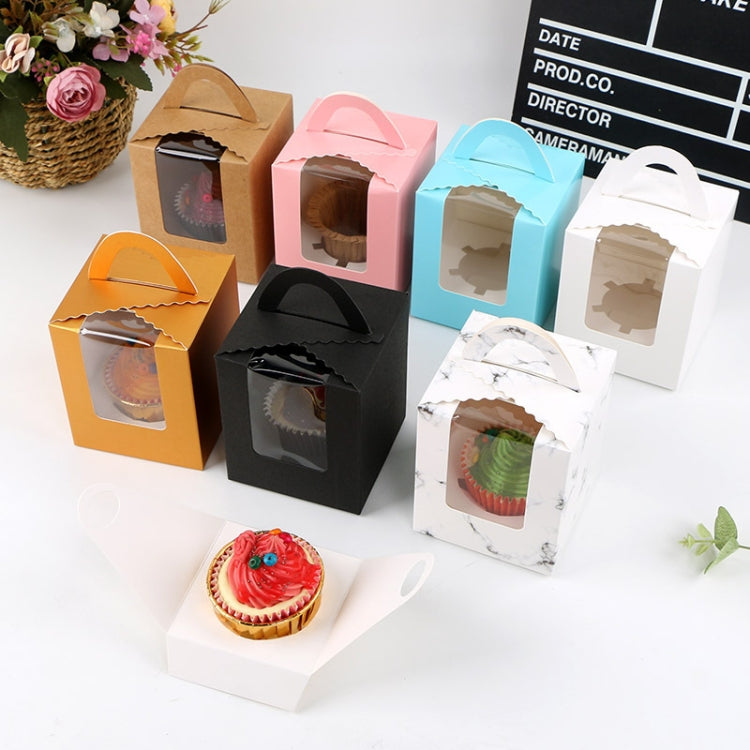 Scatola per pasticceria portatile con tazza in cartone da 30 pezzi con finestra trasparente, 1 pezzo, White, Gold, Marble, Cowhide Color, Blue, Black, Pink, Green, Red