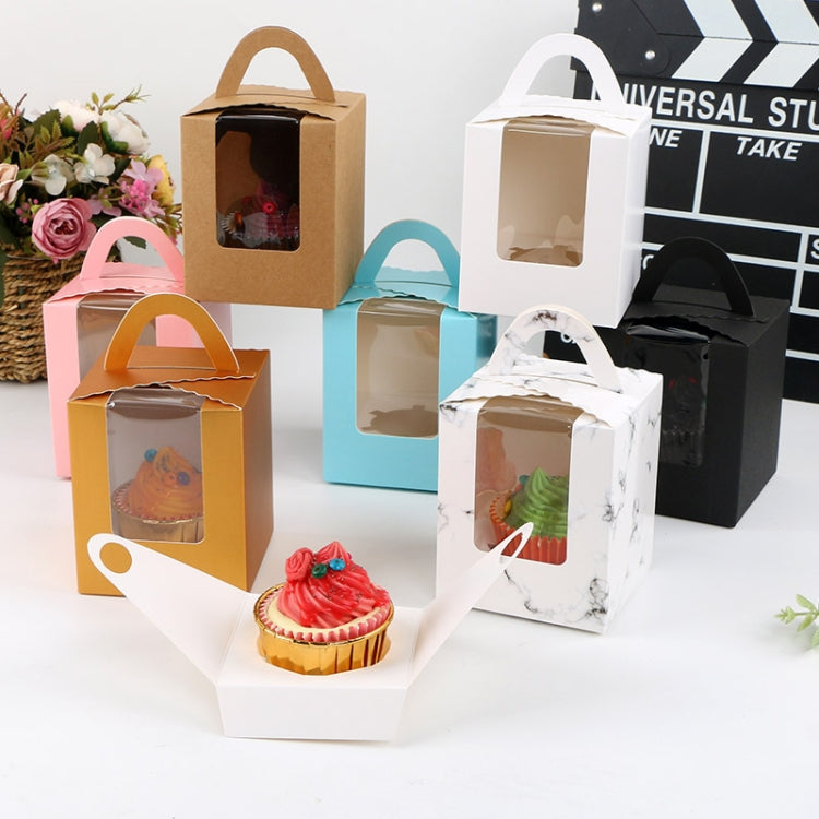 Scatola per pasticceria portatile con tazza in cartone da 30 pezzi con finestra trasparente, 1 pezzo, White, Gold, Marble, Cowhide Color, Blue, Black, Pink, Green, Red