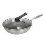 Wok a fondo piatto in acciaio inossidabile 304 per uso domestico, senza olio e non rivestito, adatto per fornelli a gas a induzione, 32cm