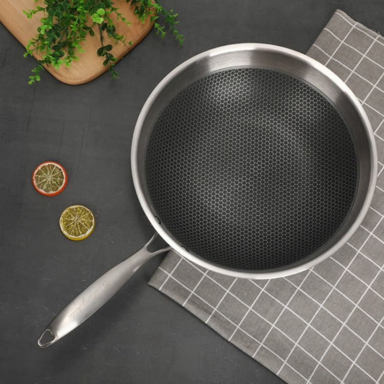 Wok a fondo piatto in acciaio inossidabile 304 per uso domestico, senza olio e non rivestito, adatto per fornelli a gas a induzione, 32cm