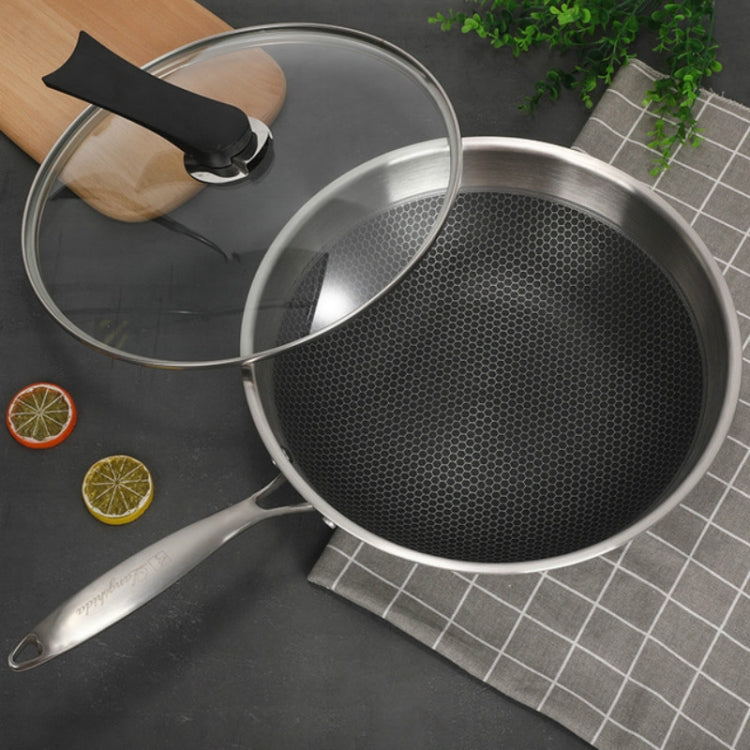 Wok a fondo piatto in acciaio inossidabile 304 per uso domestico, senza olio e non rivestito, adatto per fornelli a gas a induzione, 32cm