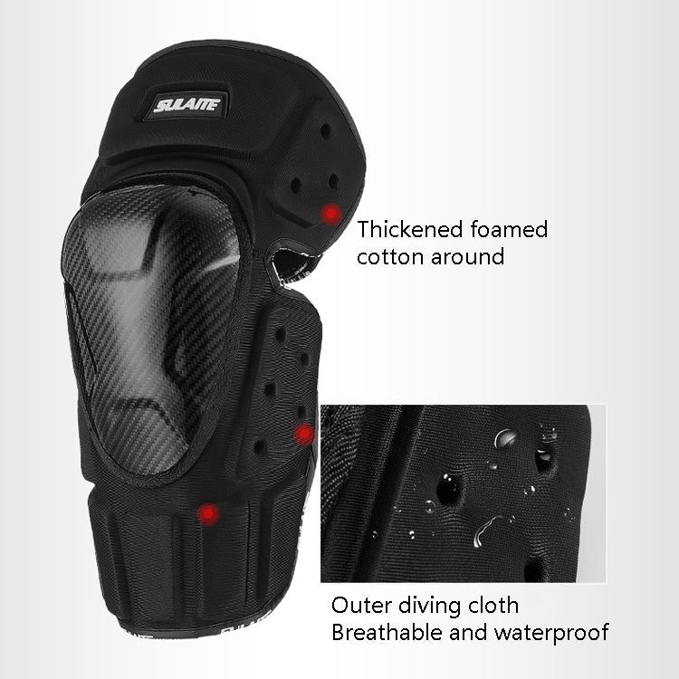 Equipaggiamento protettivo in fibra di carbonio traspirante a prova di caduta antivento per moto fuoristrada SULAITE, Knee Pads+Elbow Pads, Knee Pads