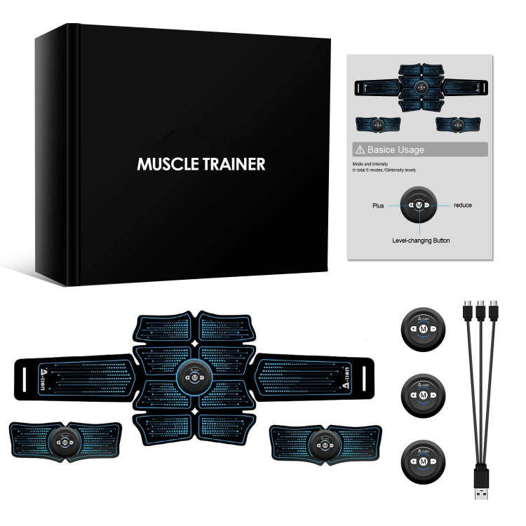 8-Piece Pigro Addome Fitness Massaggiatore Ricaricabile Home Fitness Cintura Adesivi muscolari addominali, 8-Piece Fitness Massager